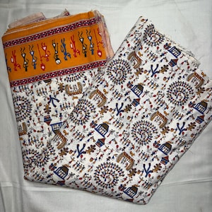 warli print cotton dress material Shop Cream Cotton Floral Print Unstitch Dress Material With Thread Work Worldwide