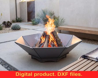 Archivos DXF para fogata octogonal DIY V2 / Corte láser CNC / Camping portátil para jardín / Archivos digitales / Fogata plegable / Fogata moderna