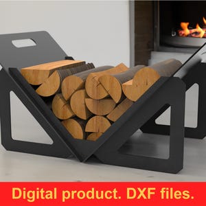 Hopfällbara vedställ DXF-filer - Metallvedhållare - Vedförvaringsdesign - DIY-vedställ CNC-filer - Inomhusdekoration för öppen spis