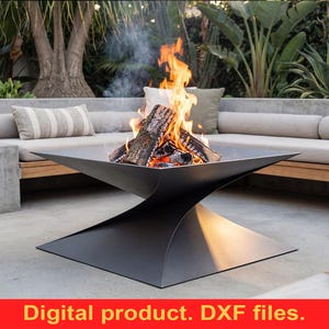 Foyer Twisted 47 V2 - Fichiers DXF pour découpe plasma et laser ~ Foyer soudé à faire soi-même pour le camping ~ Téléchargement numérique SVG ~ Portable