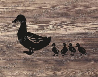 Pato y patitos. Archivo vectorial. Archivos digitales en formatos dxf, svg, png, ai, eps y cdr para plasma, láser, chorro de agua, CNC e impresión.