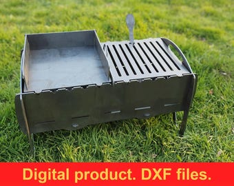 Mangal Collapsible Fire Pit Grill~ DXF files for Plasma, Laser, Waterjet Cutting ~ CNC Template for BBQ ~ Garden Fire Pit ~ Outdoor Grill