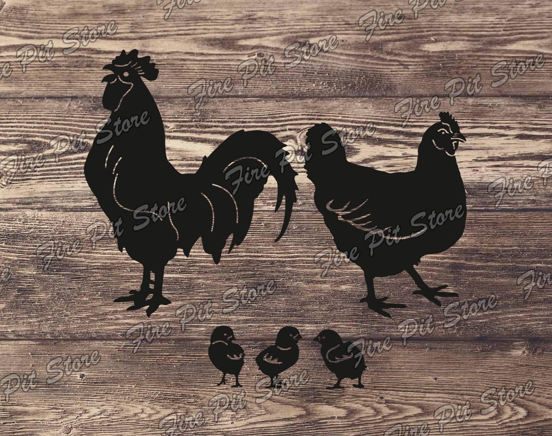 Chicken, Rooster, Chicks. Vector Art File. Digital Files Dxf, Svg, Png ...