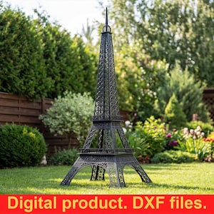 Archivos DXF de la Torre Eiffel para decoración de jardín - Proyecto de metal DIY SVG - Plano de escultura para exteriores - Patrón de corte por plasma - Estatua de la Torre Eiffel