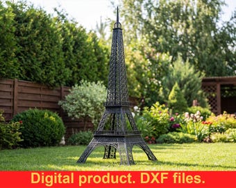 Archivos DXF de la Torre Eiffel para decoración de jardín - Proyecto de metal DIY SVG - Plano de escultura para exteriores - Patrón de corte por plasma - Estatua de la Torre Eiffel