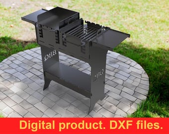 Archivos DXF de la parrilla Titan Fire Pit Grill V2 ~ Corte láser CNC (Descarga instantánea) ~ Barbacoa plegable para exteriores, patio trasero, terraza o jardín ~ Mangal