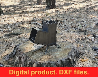 Mini Rocket Stove V2 DXF Files | Portable Firewood Stove for Camping ~ Folding Backpack Campfire Stove DIY Plasma Laser ~ Outdoor Stove