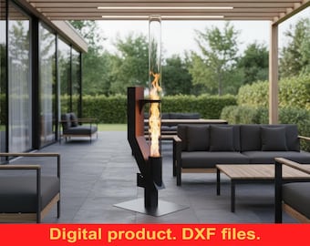 Planos CNC para estufa de pellets - Archivos DXF y SVG para corte láser, plasma y chorro de agua - Estufa de acero soldado - Estufa de pellets para exteriores/patios (hágalo usted mismo)