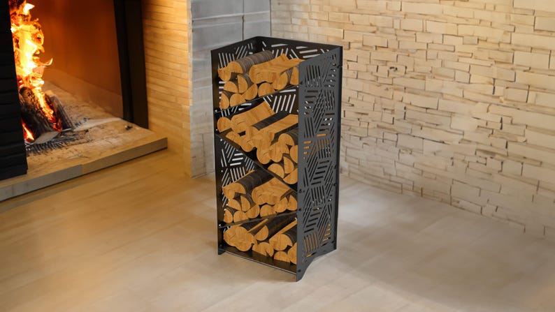 Burn Rack Layout DXF Files for Stylish Firewood Rack ~ Laser Cut & Plasma Metal Rack ...