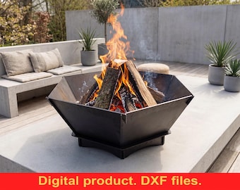 Archivos DXF de fogata hexagonal V2 para corte por láser de plasma ~ Fogata para acampar al aire libre ~ Fogata portátil ~ Parrilla plegable ~ Fogata de metal