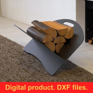 Slider Abgerundetes Brennholzregal, DXF-Dateien fürPlasma, Laserschneiden, CNC. Tragbares Feuerholzregal, zusammenklappbarer Brennholzhalter für drinnen.
