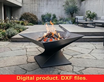 Twist 27'' Fire Pit V3 DXF files for plasma, laser cutting, CNC. Fire Pit Portable for Garden, Welded Fire Pit For Camping, DIY Firepit.
