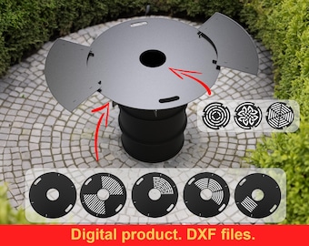 Round Fire Plate 100 cm for Fire Barrel and Kettle Barbecue Grill Plate Plancha bbq, DXF files for plasma, laser cutting, CNC. DIY