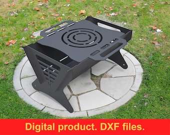 Mix V2 Fire Pit Grill DXF Files for Plasma, Laser, CNC - Portable Fire Pit with Grill  Mangal, Barbecue - Collapsible BBQ for Camping