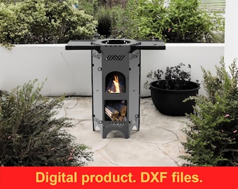 Estufa tipo caldero V5 - Hornillo de campamento Archivos DXF para plasma, láser, CNC - Estufa de leña portátil Bowler - Estufa de exterior DIY - Caldero para cocinar