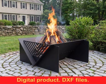 Quadro Line 39" Fire Pit DXF Files for Plasma, Laser Cutting, CNC - Collapsible Fire Pit for Outdoor/Garden - Modern Industrial Design