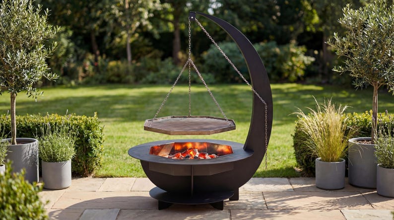 Archivos DXF de parrilla para fogata en forma de media luna para corte por plasma CNC / fogata al aire libre para cocinar - Descarga digital - Regalo para escuela de soldadura imagen 2