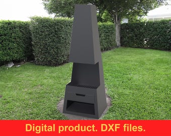 Fire Pit V2 h-59" with Ash Drawer DXF Files for Plasma, Laser, Water or CNC ~ Pyramid Patio Heater DIY ~ Outdoor Wood Burning Grill