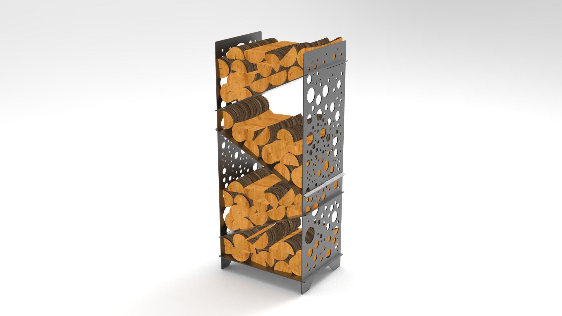 Bubbles Firewood Rack DXF Files ~ CNC Metal Log Holder Plans for DIY ...