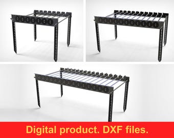 Automatic skewers barbecue Eco 50, DXF, SVG files for plasma, laser, waterjet, cnc. Rotation skewers. Portable Bbq, Grill for Camping. Diy