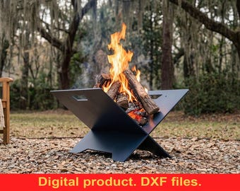 Slider Square Fire Pit DXF Files for CNC, Plasma, Laser Cut ~ Portable Camping Firepit (Digital Download) ~ Collapsible Firepit ~ Metal Art