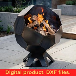File DXF per braciere sferico da 28" V2 per taglio al plasma, laser e CNC ~ Braciere sferico da esterno per patio e giardino ~ Braciere rotondo moderno in acciaio