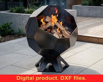 Ball 28" Fire Pit V2 DXF Files for Plasma, Laser Cutting, CNC ~ Spherical Outdoor Fire Bowl for Patio Garden ~ Modern Round Steel Fire Pit