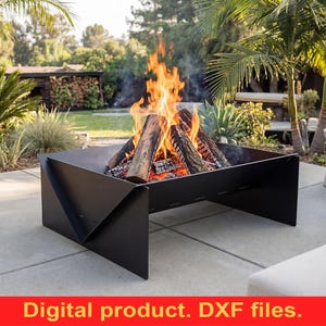Rechteckige zusammenklappbare Feuerstelle V1 DXF Dateien für Lasergravur, Laserschneiden, CNC ~ Digitale Download Datei ~ Moderne Terrasse Feuerstelle ~ DIY Feuerstelle