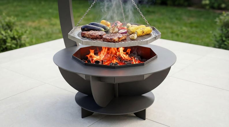 Archivos DXF de parrilla para fogata en forma de media luna para corte por plasma CNC / fogata al aire libre para cocinar - Descarga digital - Regalo para escuela de soldadura imagen 4