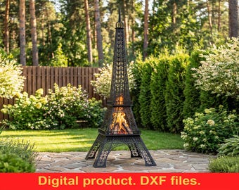 Archivos DXF de 100" para fogata de la Torre Eiffel para corte por plasma ~ Chimeneas de jardín CNC ~ Decoración de exteriores ~ Fogones para camping ~ Arte para barbacoas con la Torre Eiffel