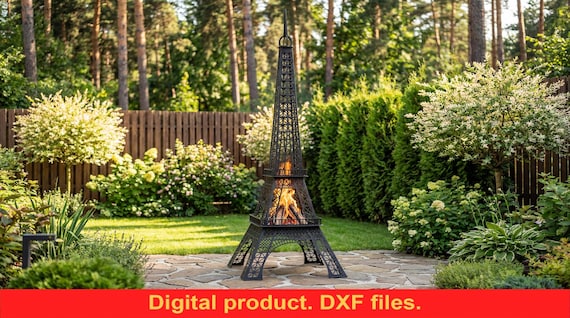 Eiffel Tower Fire Pit 100" Tall DXF Files for Plasma, Laser, Waterjet, CNC ~ Garden Fireplace ~ Outdoor Camping Fire Pit ~ Eiffel Tower Art