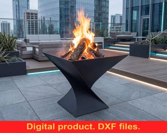 Twisted 19'' Fire Pit V3 DXF Files for CNC Cutting | DIY Metal Fire Pit Plans for Garden or Camping ~ Plasma Laser Cut Digital Download