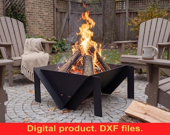 Archivos DXF para brasero Quadro M de 31" para corte por plasma, láser y CNC. Brasero portátil para jardín, brasero plegable para camping, brasero para armar uno mismo.
