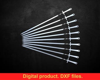 Sword Skewers V1, DXF files for plasma, laser, CNC. Kebab skewers for Mangal, Grill, Barbecue, Fire pit, bbq. DIY