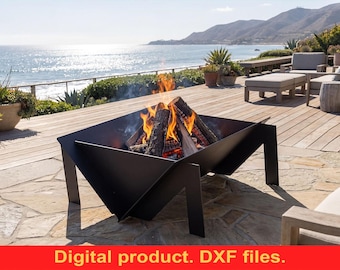 Archivos DXF para brasero Quadro M de 39" para corte por plasma, láser y CNC. Brasero portátil para jardín, brasero plegable para camping, brasero para armar uno mismo.