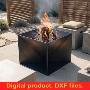Cube Fire Pit DXF Files for CNC Plasma & Laser Cut ~ Portable Welded Fire Pit for Garden and Camping | DIY Metal Firepit Design Plans