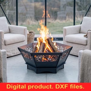 Archivos DXF de fogata hexagonal V1 para CNC - Barbacoa cortada con láser y plasma - Fogón portátil y plegable para jardín y camping - Fogón de exterior DIY