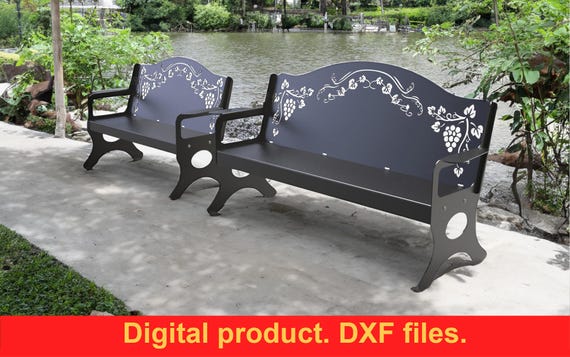 Digital Garden Bench DXF Files For CNC Plasma & Laser Cutting ~ Outdoor And Home Bench Design ~ DIY Garden Furniture ~ Park Bench Plan