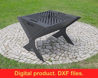 X Fire Pit Grill V2 DXF Files for Plasma, Laser, CNC ~  Portable Fire Pit with Grill ~ Mangal Collapsible Barbecue for Outdoor Use / Camping