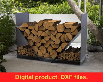 Archivos DXF de un sencillo soporte para leña ~ Soporte portátil para leña ~ Almacenamiento de leña DIY ~ Decoración de chimenea ~ Soporte de metal para leña ~ Soporte para leña