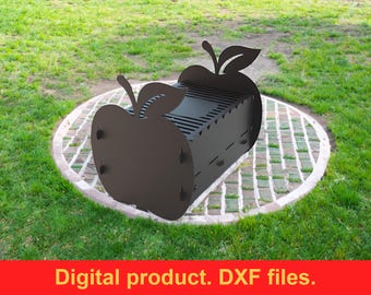Apple Shape Fire Pit Grill DXF Files for CNC, Plasma, Laser ~ Collapsible Camping Mangal Barbecue Grill ~ Portable Grill Design ~ Digital