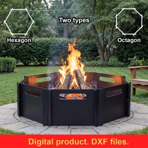 Flat Pack Fire Pit V3 (Hexagon & Octagon types) DXF Files for Plasma, Laser and CNC Cutting – Collapsible Fire Pit for Garden - DIY Fire Pit