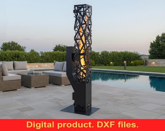 Abstraction Wood Pellet Stove with Glass Tube ~ DXF Files For CNC Plasma & Laser Cutting  ~ DIY Welded Pellet Stove ~ Metal Stove Drawing