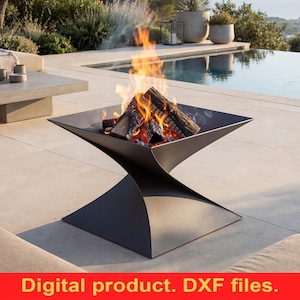 Draai 19'' vuurplaats V2 DXF-bestanden voor plasma, lasersnijden, CNC - gelaste vuurplaats voor kamperen - vuurkorf zelf maken - moderne gedraaide grill voor terras