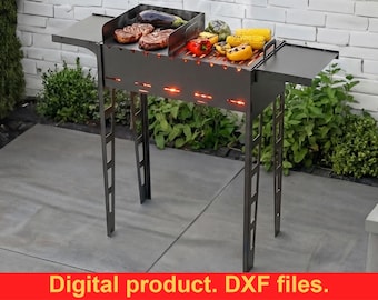 Parrilla plegable con patas para fogata ~ Archivos DXF, corte láser CNC, barbacoa para camping (descarga digital) ~ Parrilla de metal para camping ~ Decoración de jardín