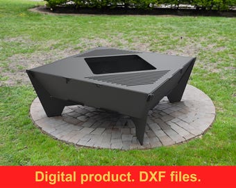 Square 39" Fire Pit Grill DXF Files ~ CNC Laser Cut (Digital Download) ~ DIY Backyard Firepit ~ Portable Barbecue for Garden ~ Metal Art