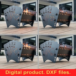 Royal Flush (Cards) Fire Pit Grill Collection (4 Types) ~ DXF Files for Plasma Cutting ~ Portable Outdoor Barbecue ~ Collapsible Fire Pit