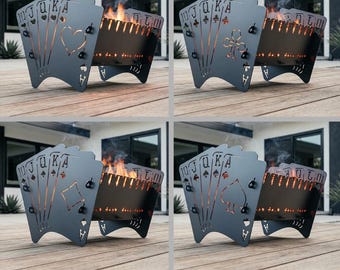 Royal Flush (Cards) Fire Pit Grill Collection (4 Types) ~ DXF Files for Plasma Cutting ~ Portable Outdoor Barbecue ~ Collapsible Fire Pit