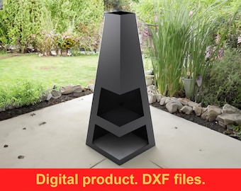 Fire Pit V4 h-59" Garden Fireplace DXF Files for Plasma, Laser, Waterjet or CNC ~ Pyramid Patio Heater Charcoal Wood Firepit ~ Outdoor DIY