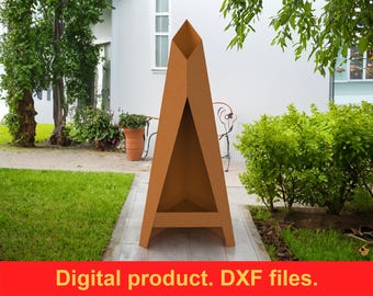 59 inch Tall Pyramid Fire Pit V6 DXF Files for Plasma, Laster, Waterjet or CNC Machine - Pyramid Patio Heater Digital Download - DIY Heater